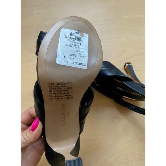KENNETH Cole New York "Blanche" Knot Slingback Heels Women New Black Sandals - Picture 5 of 10